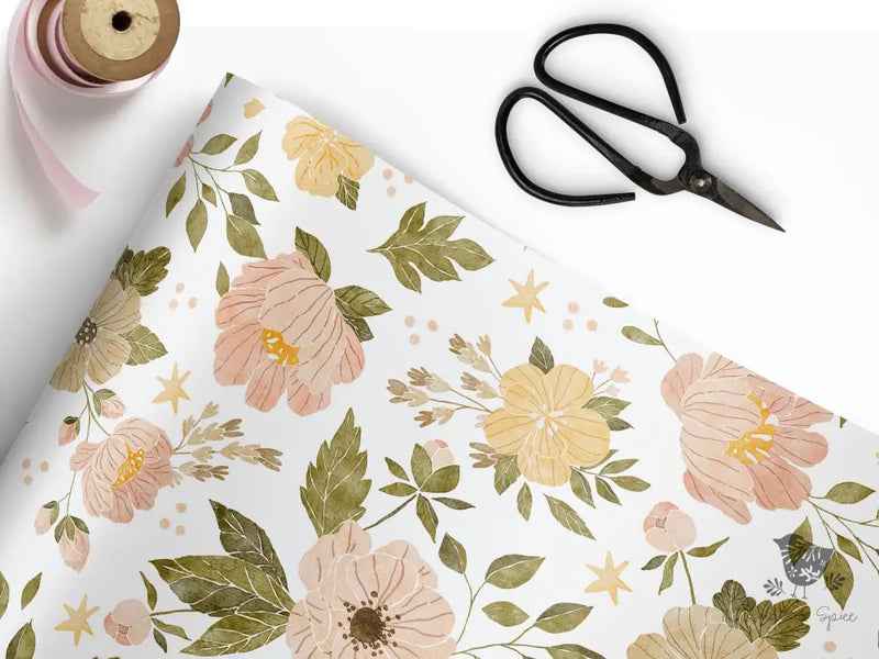 Floral Spring Wrapping Paper Craft Supplies & Tools > Party Gifting Packaging