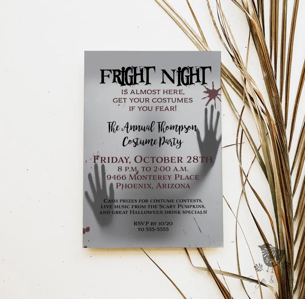 Fright Night Halloween Invitation - Premium Digital File from Sugar and Spice Invitations - Just $2.10! Shop now at Sugar and Spice Paper