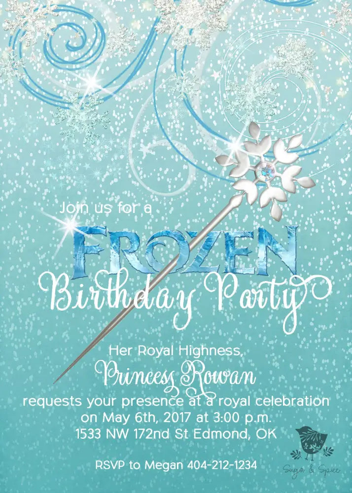 Frozen Princess Birthday Invitation Digital File