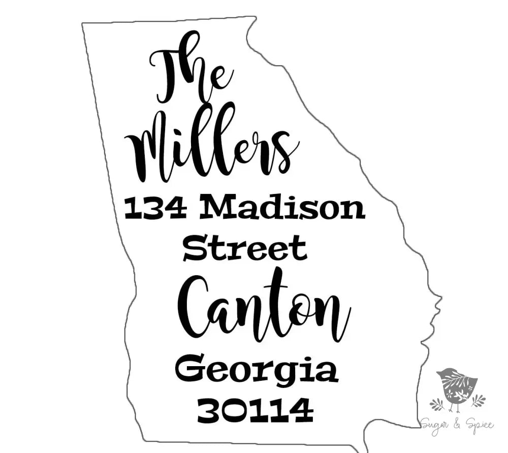 Georgia State Address Stamp Self Inking - Premium Craft Supplies & Tools > Stamps & Seals > Stamps from Sugar and Spice Invitations - Just $40! Shop now at Sugar and Spice Paper