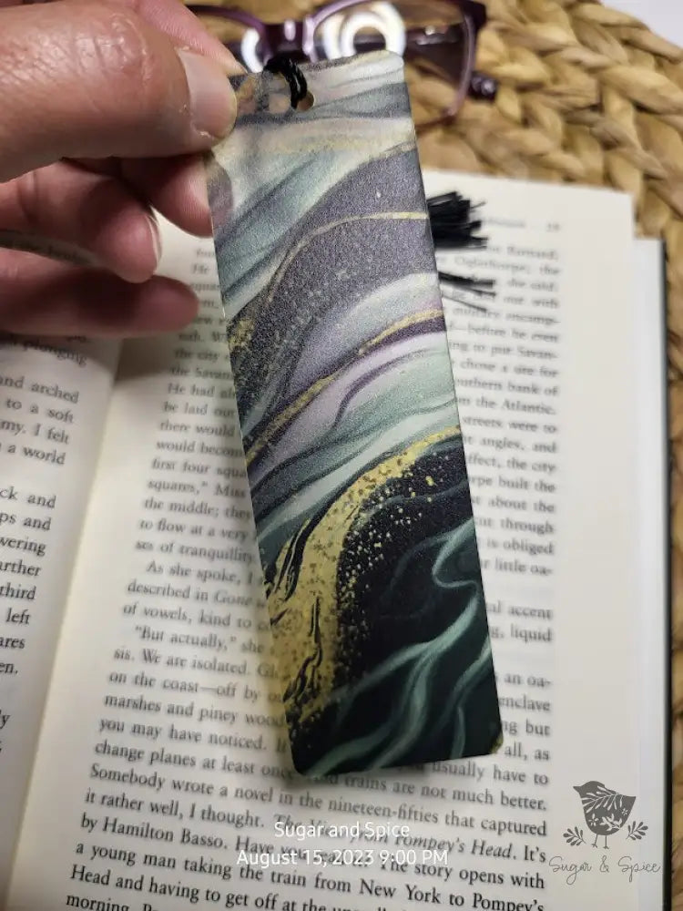 Gold And Green Marble Acrylic Bookmark Engraved Gifts