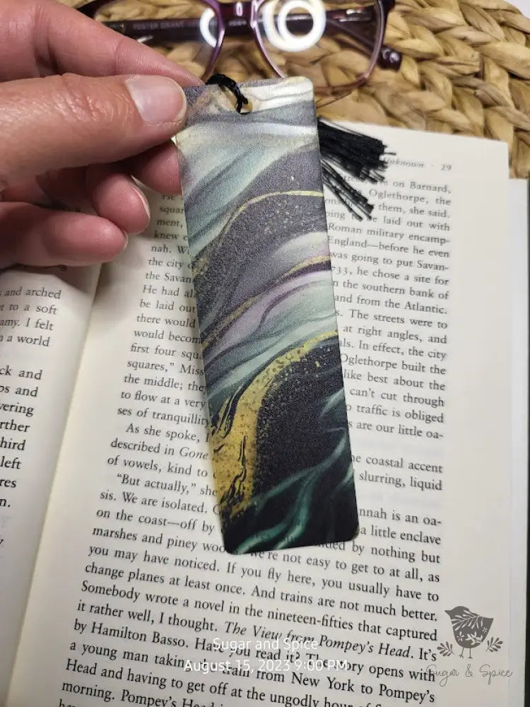 Gold And Green Marble Acrylic Bookmark Engraved Gifts