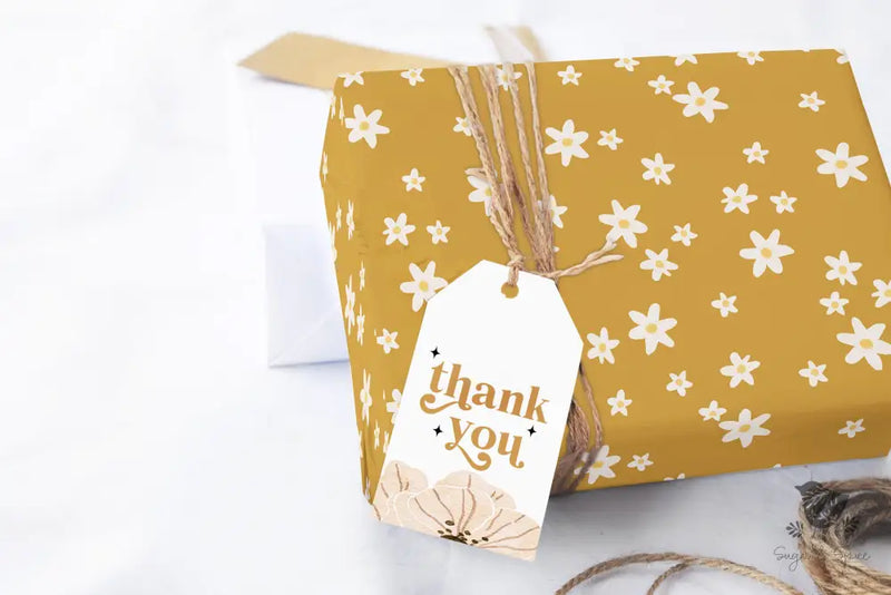 Gold Boho Daisy Wrapping Paper - Premium Craft Supplies & Tools > Party & Gifting > Packaging & Wrapping from Sugar and Spice Invitations - Just $26.10! Shop now at Sugar and Spice Paper