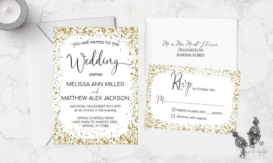 Gold Glitter Wedding Invitation - Premium  from Sugar and Spice Invitations - Just $2.15! Shop now at Sugar and Spice Paper