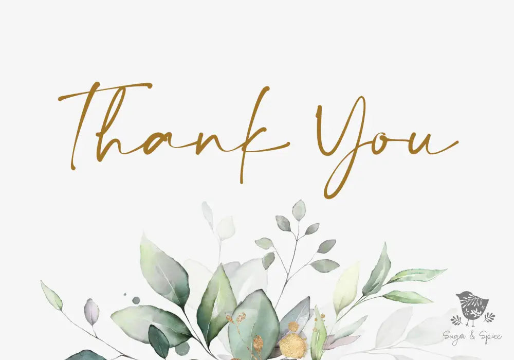 Gold Greenery Thank You Card - Premium Paper & Party Supplies > Paper > Invitations & Announcements > Invitations from Sugar and Spice Invitations - Just $2.50! Shop now at Sugar and Spice Paper