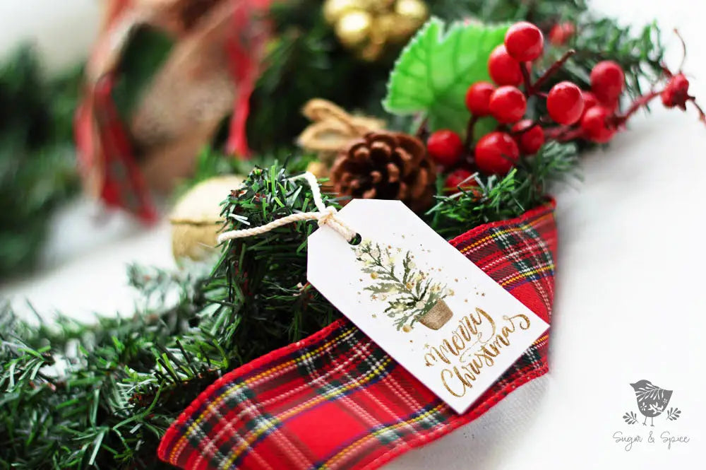 Gold Old World Christmas Tree Gift Tag - Premium Craft Supplies & Tools > Party & Gifting > Labels, Stickers & Tags > Tags from Sugar and Spice Invitations - Just $26! Shop now at Sugar and Spice Paper