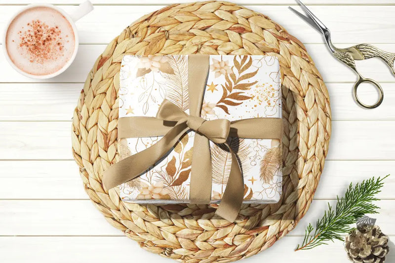 Gold Poinsettia Christmas Wrapping Paper - Premium Craft Supplies & Tools > Party & Gifting > Packaging & Wrapping from Sugar and Spice Invitations - Just $26.10! Shop now at Sugar and Spice Paper