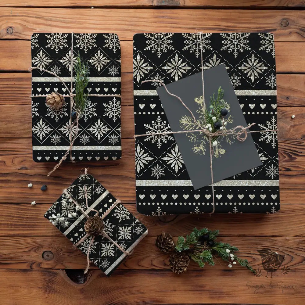 Gold Snowflakes Wrapping Paper - Premium Craft Supplies & Tools > Party & Gifting > Packaging & Wrapping from Sugar and Spice Invitations - Just $26.10! Shop now at Sugar and Spice Paper
