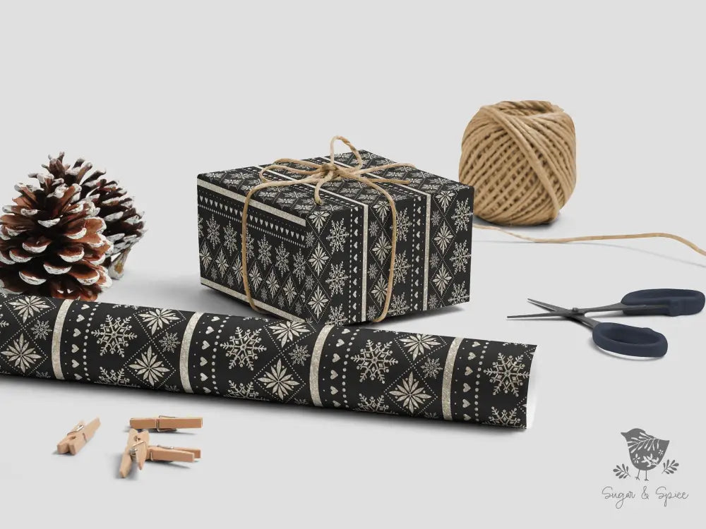 Gold Snowflakes Wrapping Paper - Premium Craft Supplies & Tools > Party & Gifting > Packaging & Wrapping from Sugar and Spice Invitations - Just $26.10! Shop now at Sugar and Spice Paper