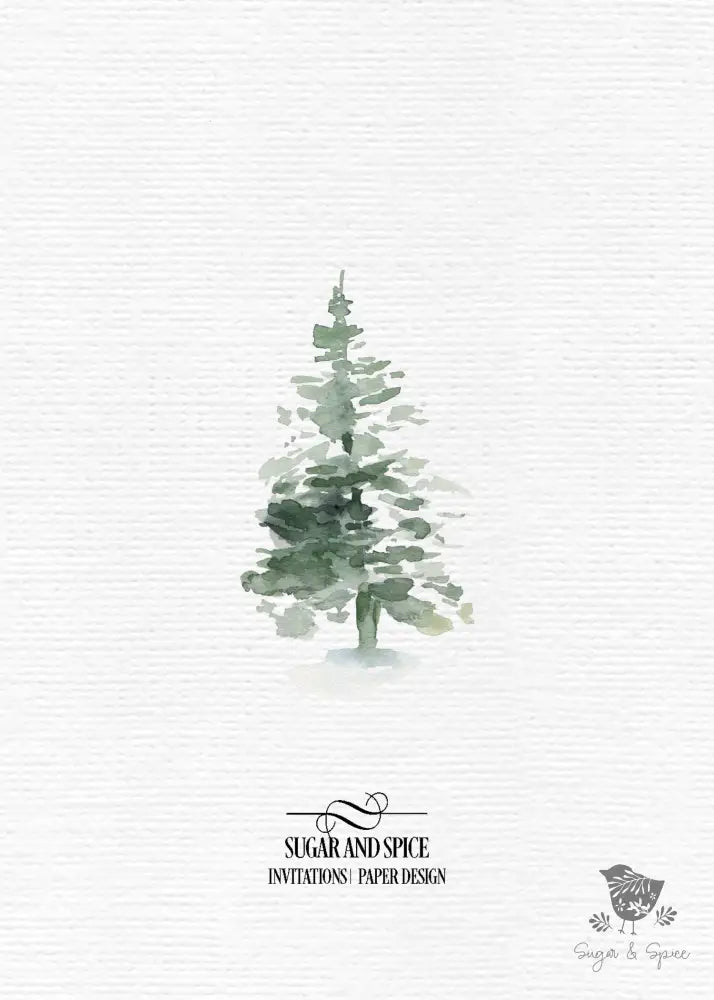 Gold Watercolor Tree Christmas Invitation - Premium Digital File from Sugar and Spice Invitations - Just $2.10! Shop now at Sugar and Spice Paper