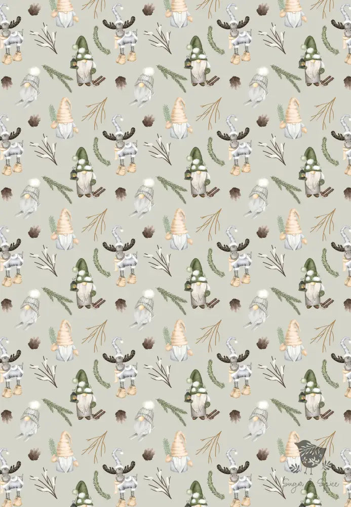 Green Gnome & Moose Wrapping Paper - Premium Craft Supplies & Tools > Party & Gifting > Packaging & Wrapping from Sugar and Spice Invitations - Just $26.10! Shop now at Sugar and Spice Paper