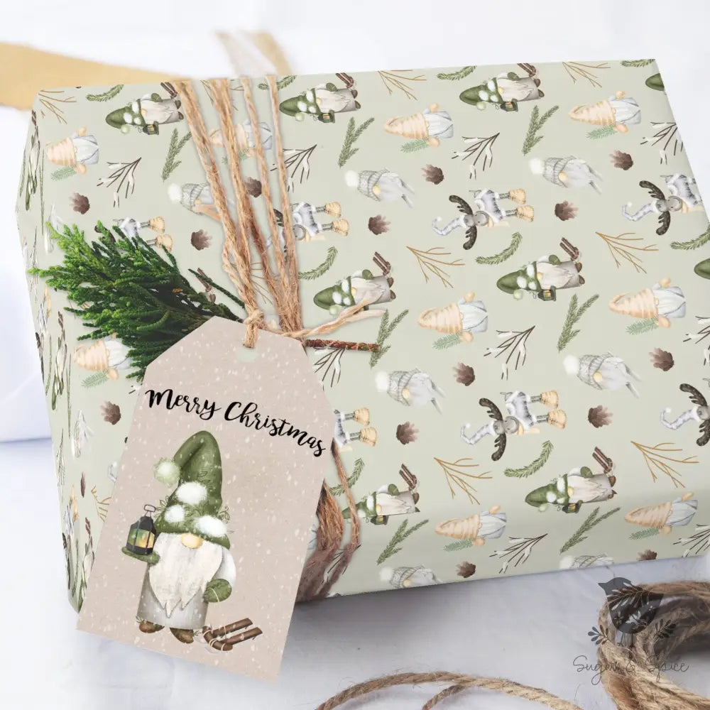 Green Gnome & Moose Wrapping Paper - Premium Craft Supplies & Tools > Party & Gifting > Packaging & Wrapping from Sugar and Spice Invitations - Just $26.10! Shop now at Sugar and Spice Paper