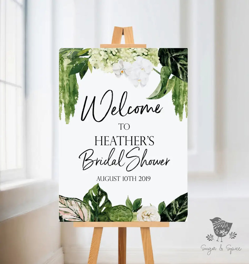 Greenery and White Flowers Welcome Sign - Premium  from Sugar and Spice Invitations - Just $35! Shop now at Sugar and Spice Paper