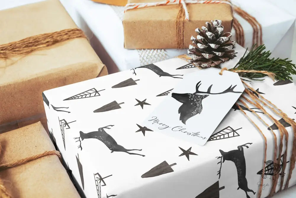 Hand Drawn Deer Christmas  Wrapping Paper - Premium Craft Supplies & Tools > Party & Gifting > Packaging & Wrapping from Sugar and Spice Invitations - Just $26.10! Shop now at Sugar and Spice Paper