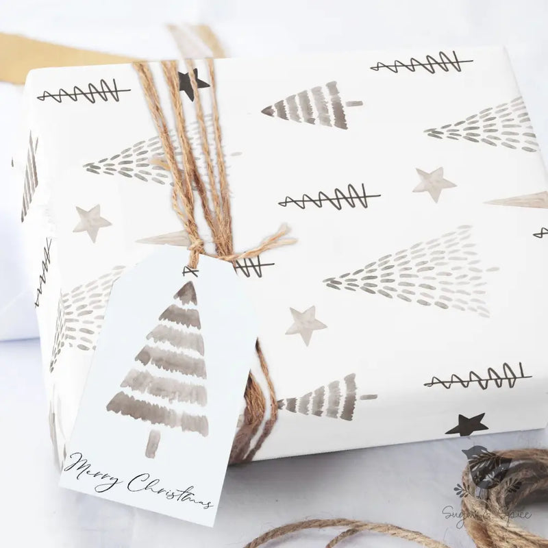 Hand Drawn Trees Christmas Wrapping Paper - Premium Craft Supplies & Tools > Party & Gifting > Packaging & Wrapping from Sugar and Spice Invitations - Just $26.10! Shop now at Sugar and Spice Paper