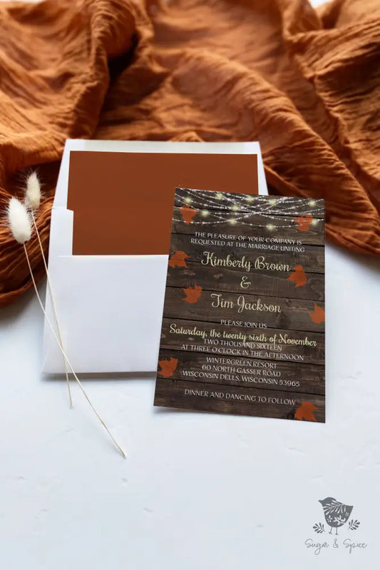 Hanging Lights Barn Outdoor Wedding Invitation - Premium Paper & Party Supplies > Paper > Invitations & Announcements > Invitations from Sugar and Spice Invitations - Just $2.15! Shop now at Sugar and Spice Paper