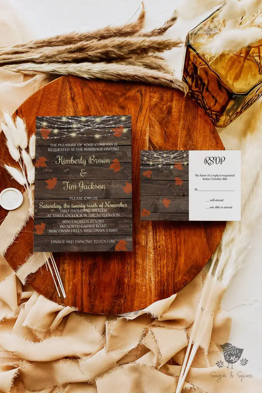 Hanging Lights Barn Outdoor Wedding Invitation - Premium Paper & Party Supplies > Paper > Invitations & Announcements > Invitations from Sugar and Spice Invitations - Just $2.15! Shop now at Sugar and Spice Paper