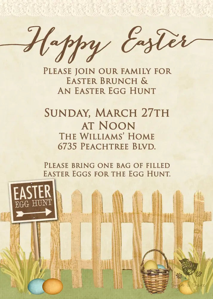 Happy Brunch Easter Invitation - Premium Paper & Party Supplies > Paper > Invitations & Announcements > Invitations from Sugar and Spice Invitations - Just $1.98! Shop now at Sugar and Spice Paper