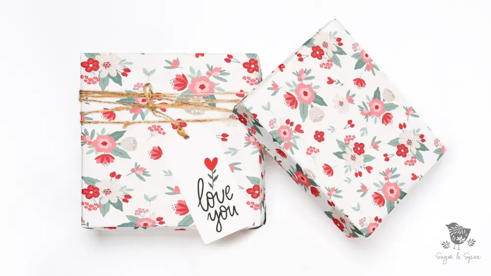 Hearts and Flowers Valentines Day Wrapping Paper - Premium Craft Supplies & Tools > Party & Gifting > Packaging & Wrapping from Sugar and Spice Invitations - Just $26.10! Shop now at Sugar and Spice Paper
