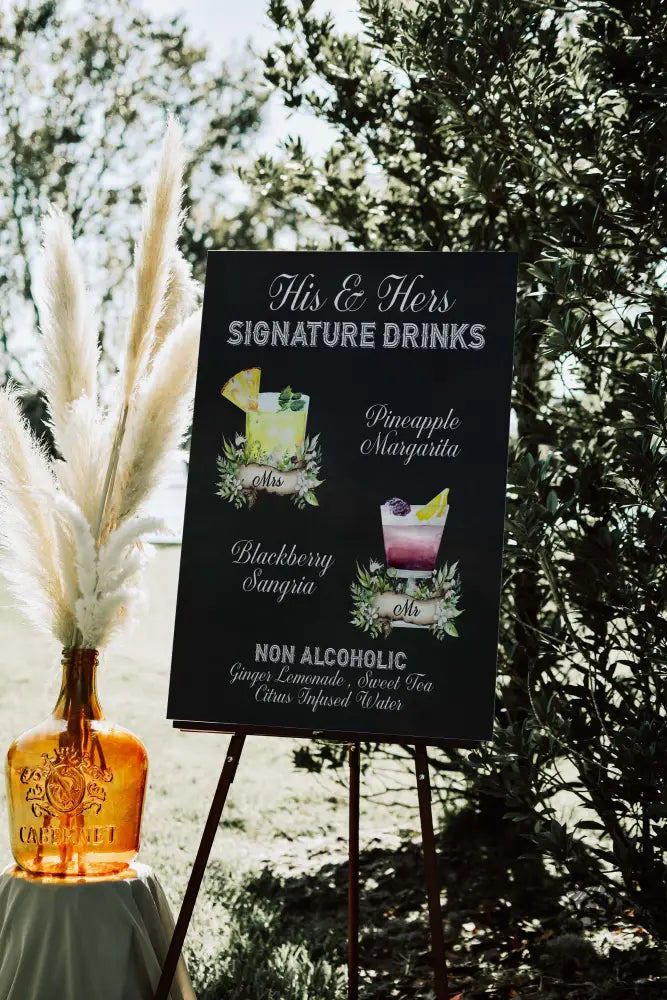 His and Hers Chalkboard Signature Drink Sign - Premium  from Sugar and Spice Invitations - Just $35! Shop now at Sugar and Spice Paper