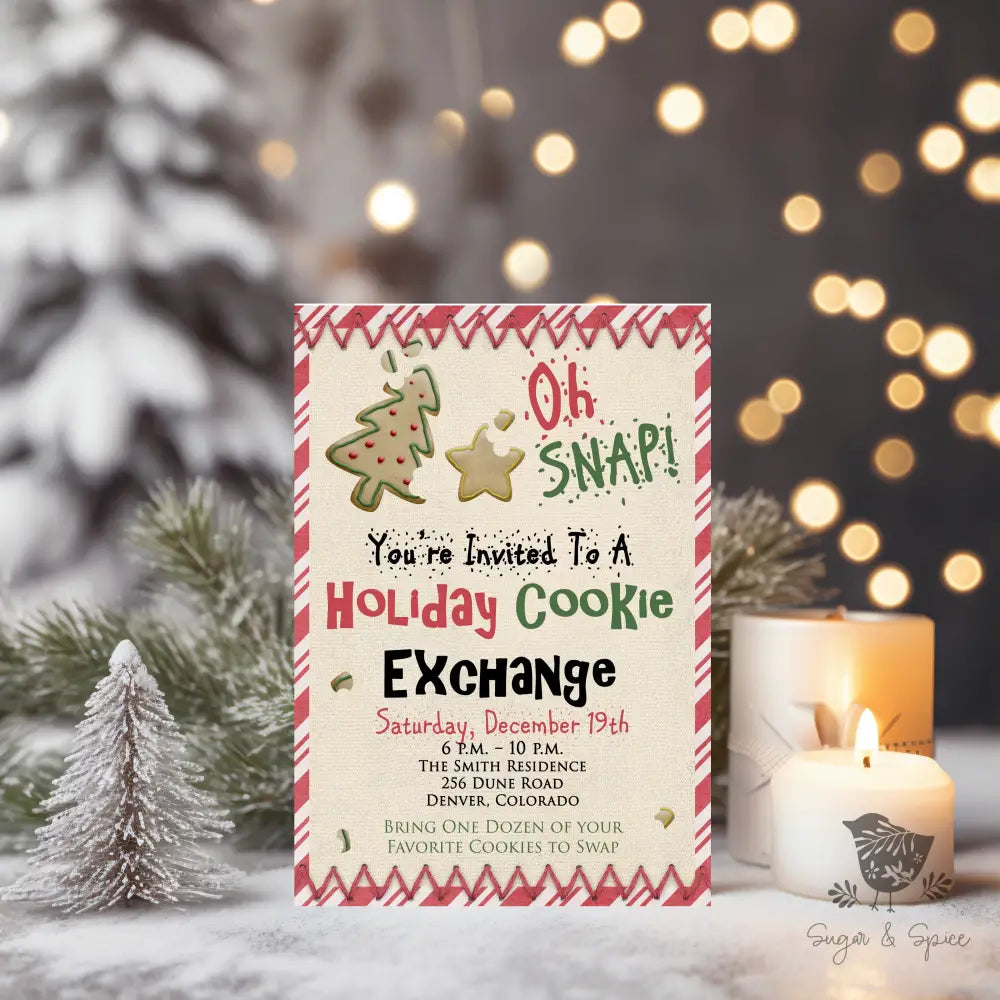 Holiday Cookie Exchange Party Invitation - Premium Digital File from Sugar and Spice Invitations - Just $2.10! Shop now at Sugar and Spice Paper