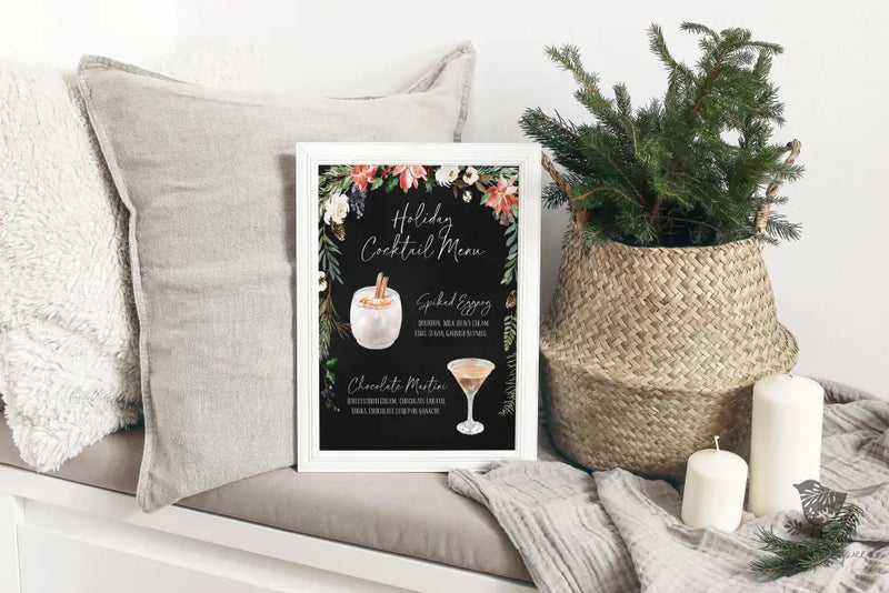 Holiday Floral Signature Drink Sign - Premium  from Sugar and Spice Invitations - Just $35! Shop now at Sugar and Spice Paper