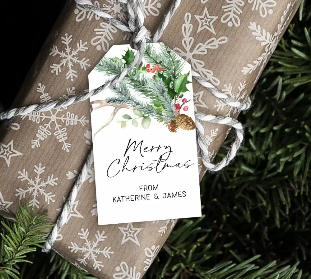 Holiday Pine Christmas gift tag - Premium Craft Supplies & Tools > Party & Gifting > Labels, Stickers & Tags > Tags from Sugar and Spice Invitations - Just $26! Shop now at Sugar and Spice Paper