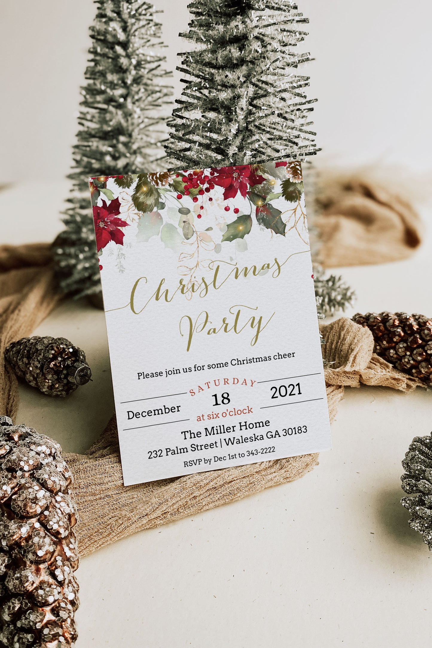 Holly and Lights Christmas Party Invitation