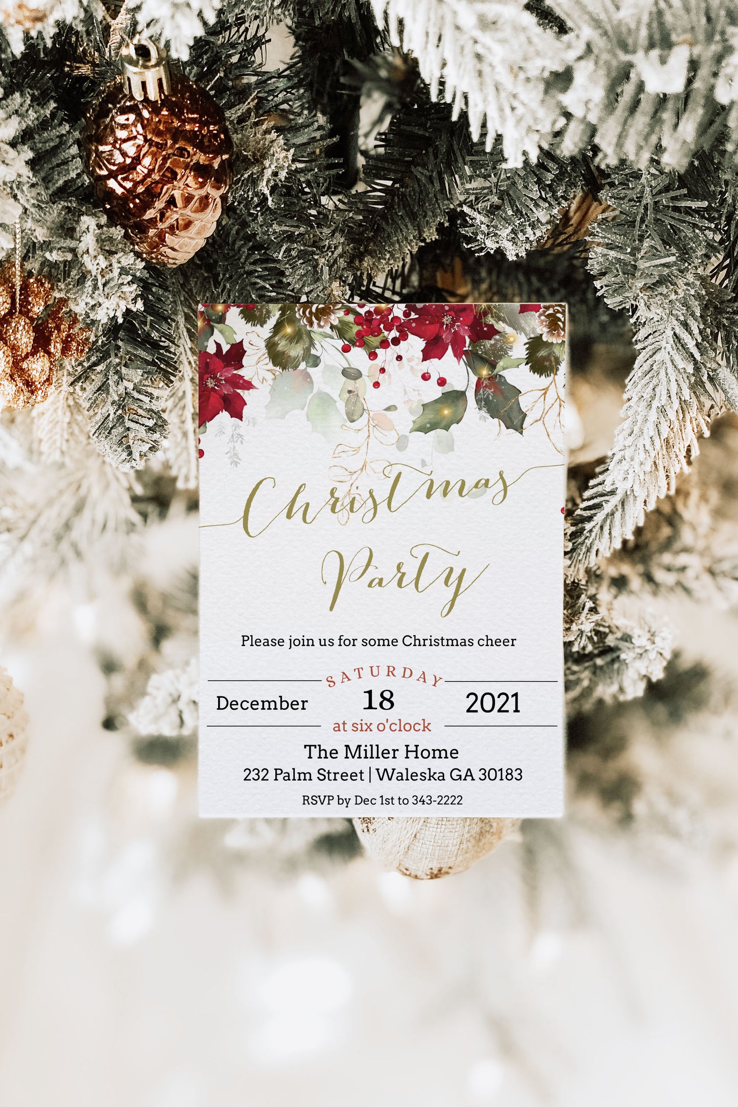Holly and Lights Christmas Party Invitation