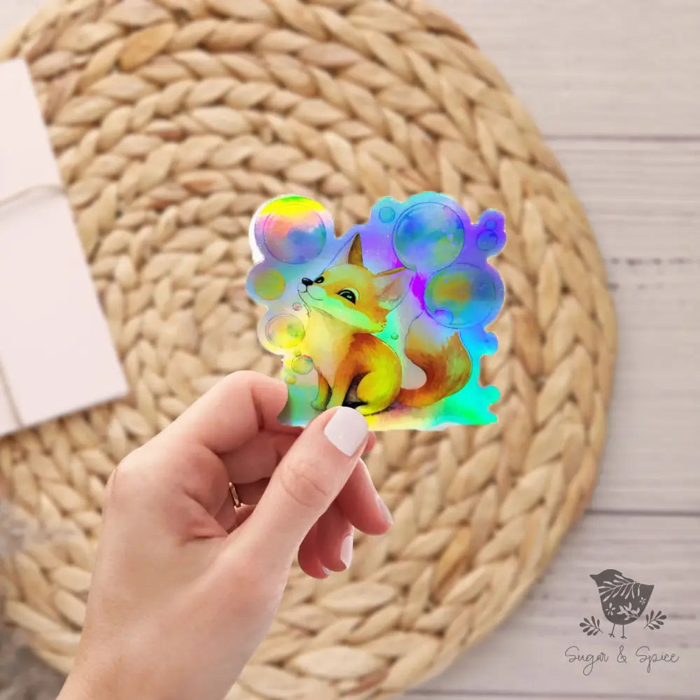 Holographic Fantasy Fox Waterproof Stickers - Premium  from Sugar and Spice Invitations - Just $3.50! Shop now at Sugar and Spice Paper