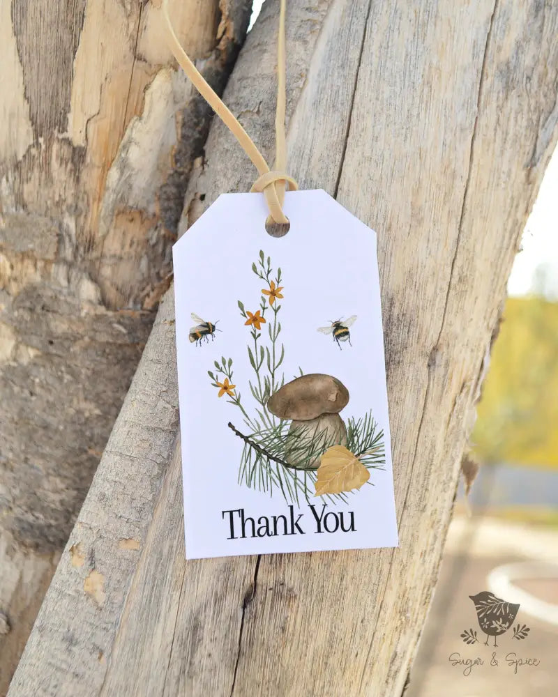 Honey Bee & Mushrooms Gift Tag - Premium Craft Supplies & Tools > Party & Gifting > Labels, Stickers & Tags > Tags from Sugar and Spice Invitations - Just $26! Shop now at Sugar and Spice Paper