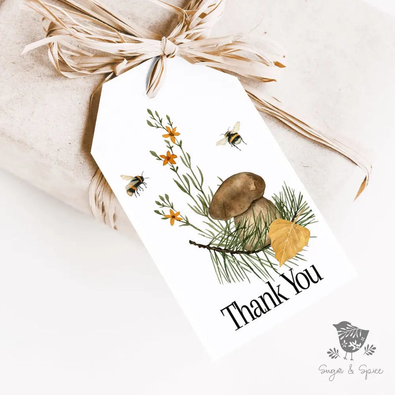 Honey Bee & Mushrooms Gift Tag - Premium Craft Supplies & Tools > Party & Gifting > Labels, Stickers & Tags > Tags from Sugar and Spice Invitations - Just $26! Shop now at Sugar and Spice Paper