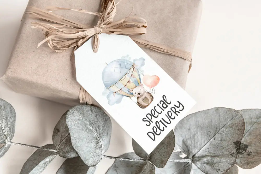 Hot Air Balloon Bear Gift Tag - Premium Craft Supplies & Tools > Party & Gifting > Labels, Stickers & Tags > Tags from Sugar and Spice Invitations - Just $24! Shop now at Sugar and Spice Paper