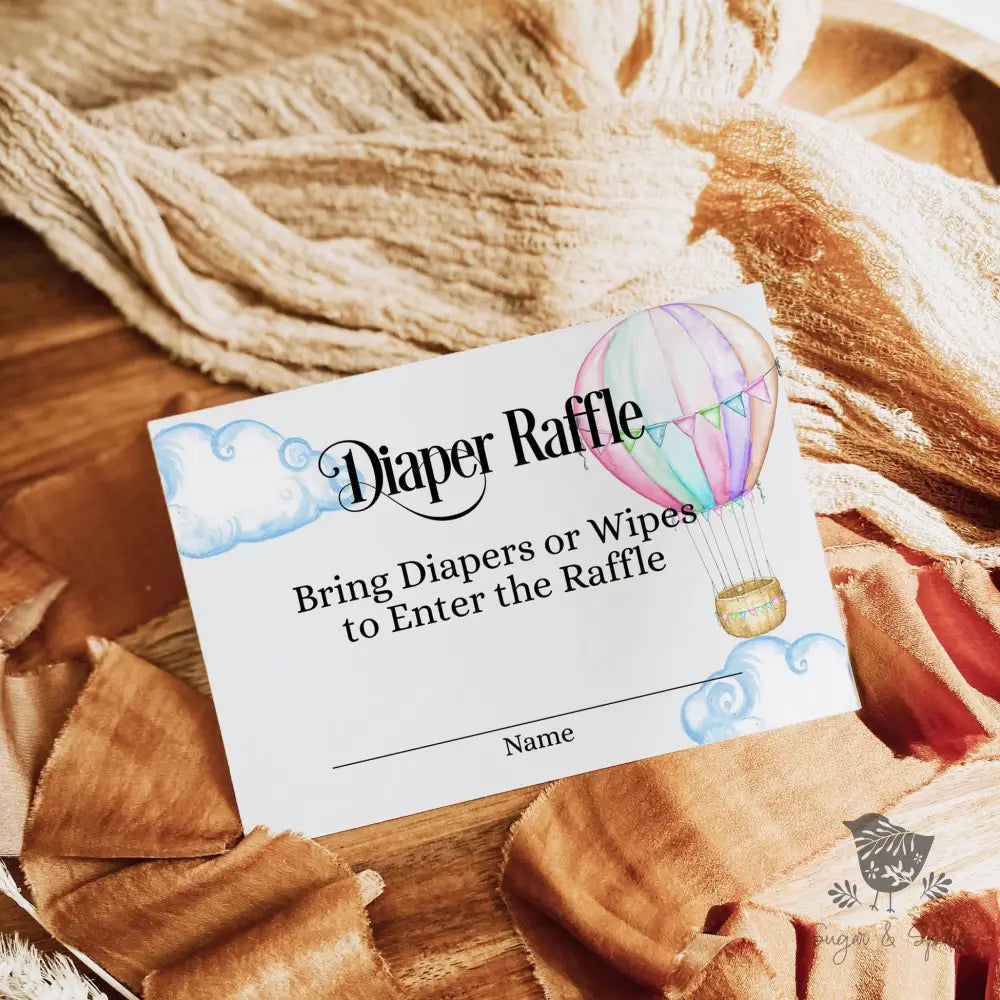 Hot Air Balloon Diaper Raffle - Premium Paper & Party Supplies > Paper > Invitations & Announcements > Invitations from Sugar and Spice Invitations - Just $1.90! Shop now at Sugar and Spice Paper