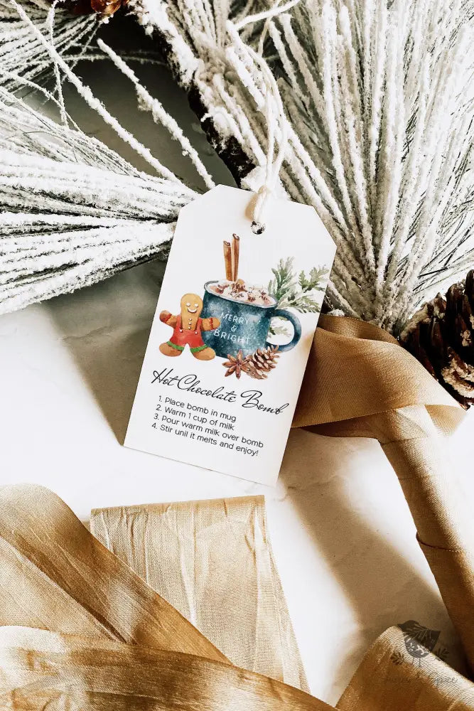Hot Chocolate Bomb Gingerbread Gift Tag - Premium Craft Supplies & Tools > Party & Gifting > Labels, Stickers & Tags > Tags from Sugar and Spice Invitations - Just $26! Shop now at Sugar and Spice Paper