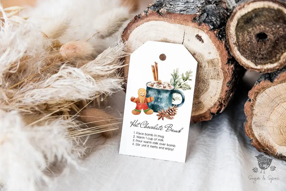 Hot Chocolate Bomb Gingerbread Gift Tag - Premium Craft Supplies & Tools > Party & Gifting > Labels, Stickers & Tags > Tags from Sugar and Spice Invitations - Just $26! Shop now at Sugar and Spice Paper