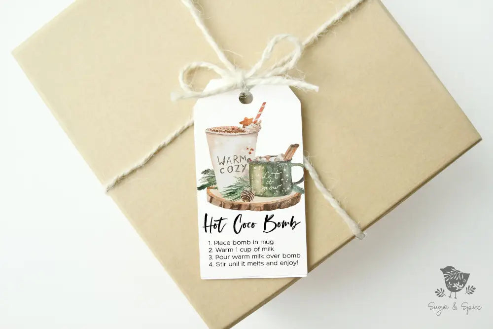 Hot Coco Bomb Christmas Gift Tag - Premium Craft Supplies & Tools > Party & Gifting > Labels, Stickers & Tags > Tags from Sugar and Spice Invitations - Just $26! Shop now at Sugar and Spice Paper