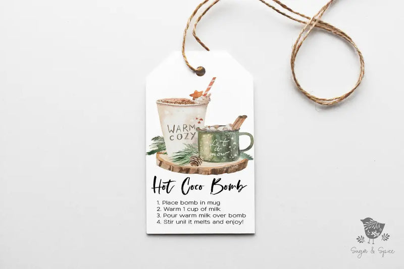 Hot Coco Bomb Christmas Gift Tag - Premium Craft Supplies & Tools > Party & Gifting > Labels, Stickers & Tags > Tags from Sugar and Spice Invitations - Just $26! Shop now at Sugar and Spice Paper