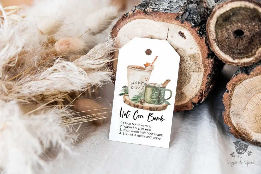 Hot Coco Bomb Christmas Gift Tag - Premium Craft Supplies & Tools > Party & Gifting > Labels, Stickers & Tags > Tags from Sugar and Spice Invitations - Just $26! Shop now at Sugar and Spice Paper