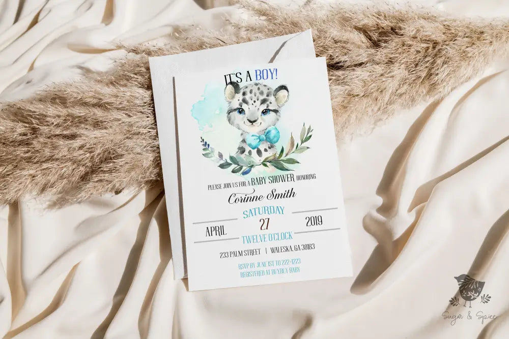 It's A Boy Cheetah Baby Shower Invitation - Premium  from Sugar and Spice Invitations - Just $1.95! Shop now at Sugar and Spice Paper