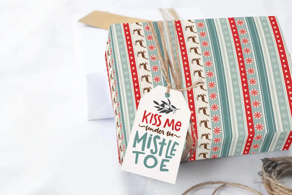 Kiss Me Under the Mistletoe Gift Tags - Premium Craft Supplies & Tools > Party & Gifting > Labels, Stickers & Tags > Tags from Sugar and Spice Invitations - Just $24! Shop now at Sugar and Spice Paper