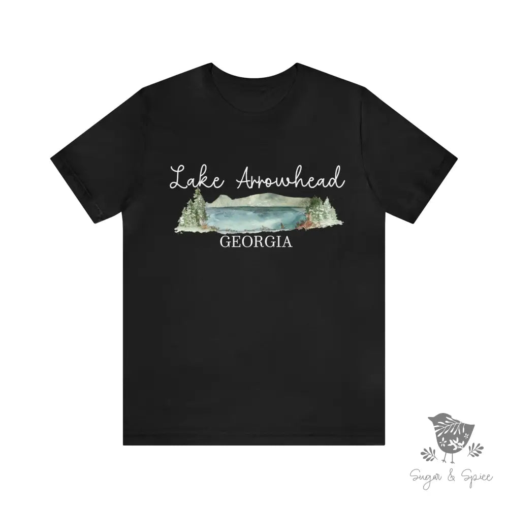 Lake Arrowhead Ga Watercolor T-Shirt Black / S