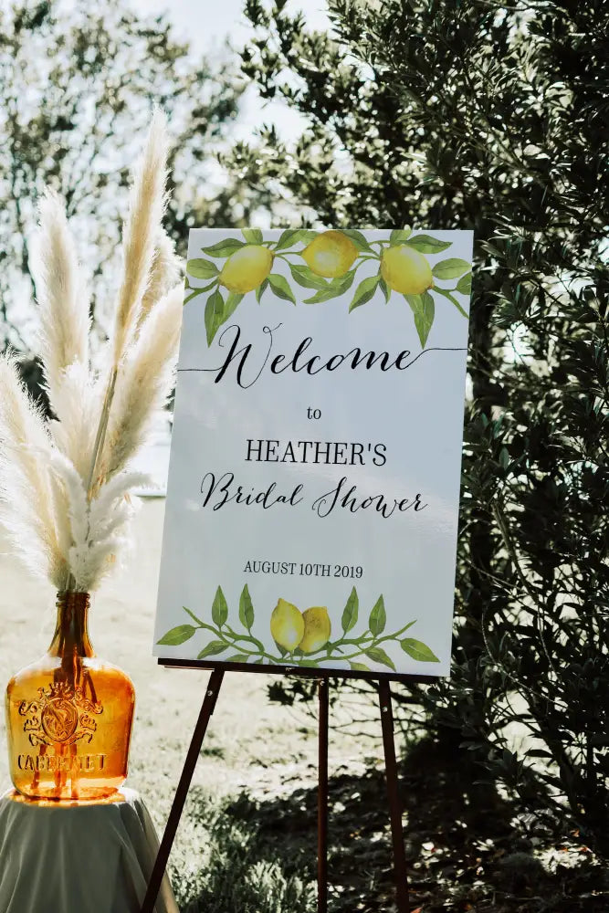 Lemon and Greenery Welcome Sign - Premium  from Sugar and Spice Invitations - Just $35! Shop now at Sugar and Spice Paper
