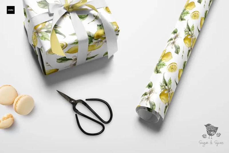Lemon Greenery Bridal Shower Wedding Wrapping Paper - Premium Craft Supplies & Tools > Party & Gifting > Packaging & Wrapping from Sugar and Spice Invitations - Just $26.10! Shop now at Sugar and Spice Paper