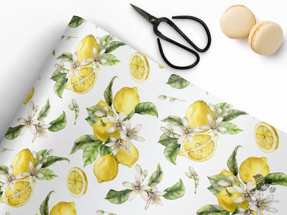 Lemon Greenery Wrapping Paper Craft Supplies & Tools > Party Gifting Packaging