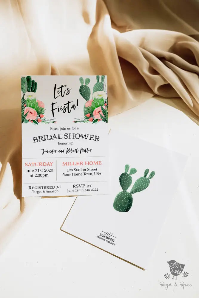 Let's Fiesta Bridal Succulent Shower Invitation - Premium  from Sugar and Spice Invitations - Just $1.95! Shop now at Sugar and Spice Paper