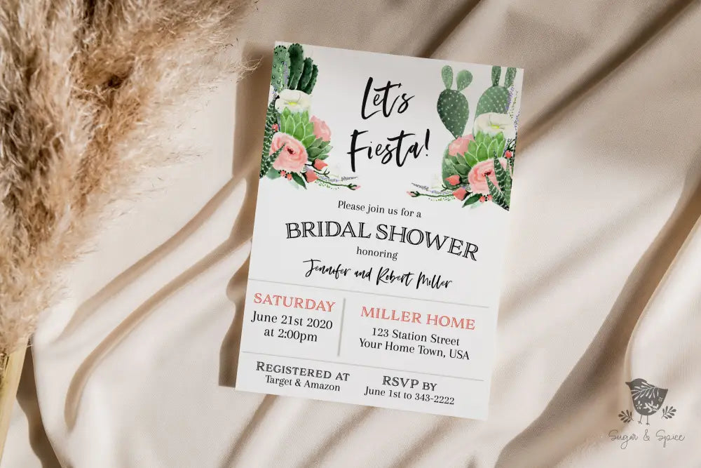Let's Fiesta Bridal Succulent Shower Invitation - Premium  from Sugar and Spice Invitations - Just $1.95! Shop now at Sugar and Spice Paper