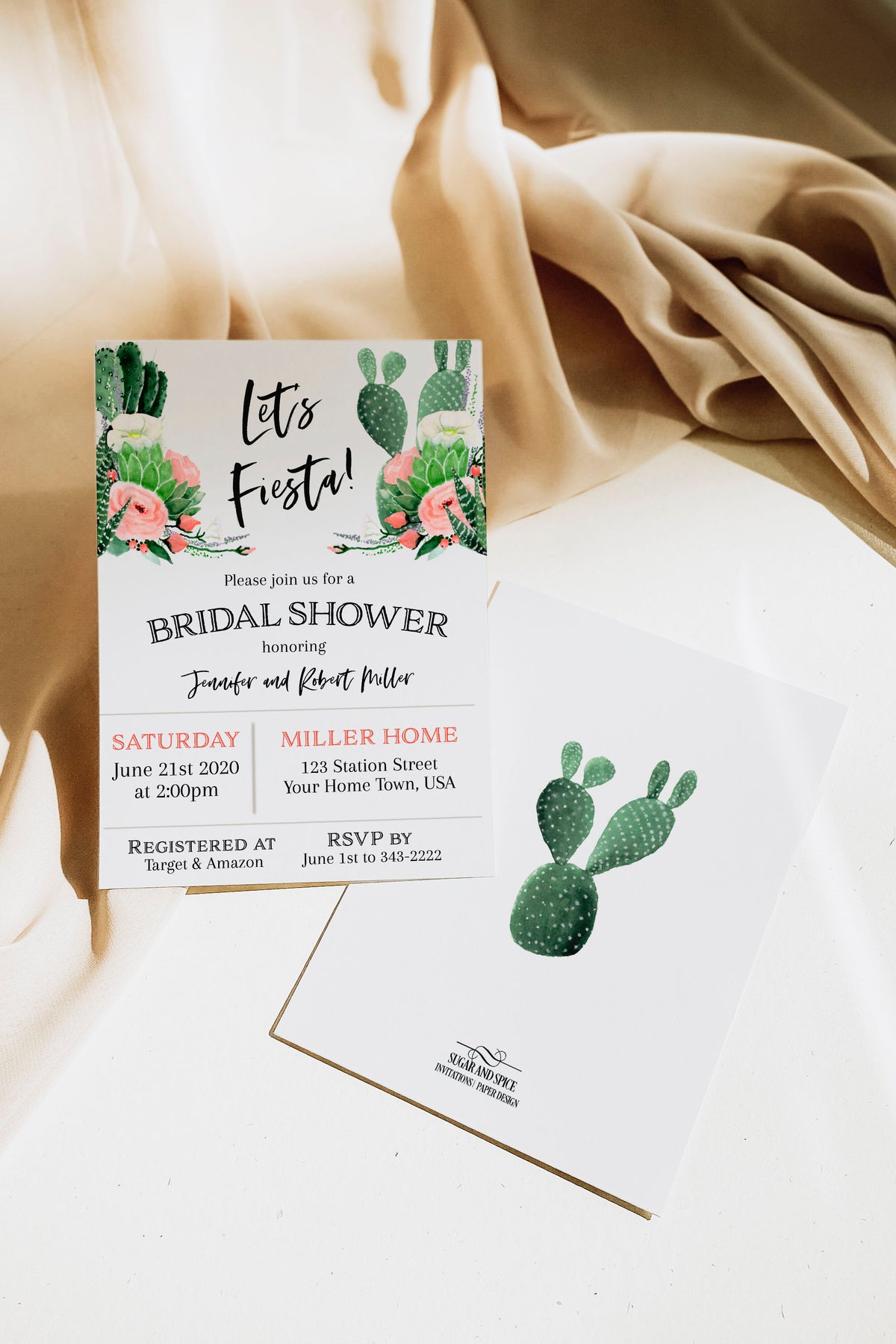 Let's Fiesta Cactus Bridal Shower Invitation