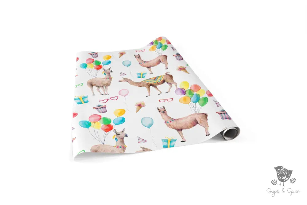 Llama Party Wrapping Paper - Premium Craft Supplies & Tools > Party & Gifting > Packaging & Wrapping from Sugar and Spice Invitations - Just $26.10! Shop now at Sugar and Spice Paper