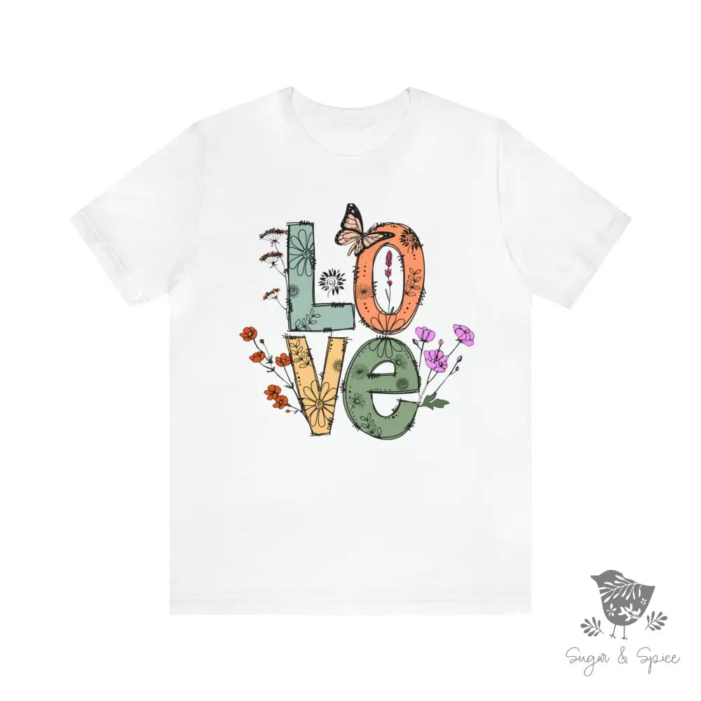 Love Flower & Butterfly T-Shirt White / S